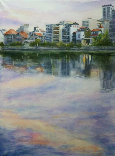 湖畔・夕景-ハノイ、タイ湖＃１