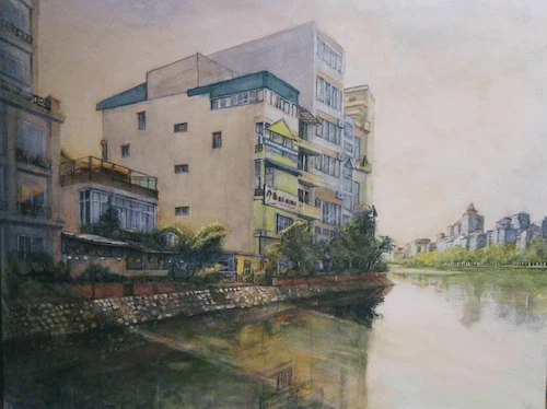 湖畔・夕景-ハノイ、タイ湖＃２